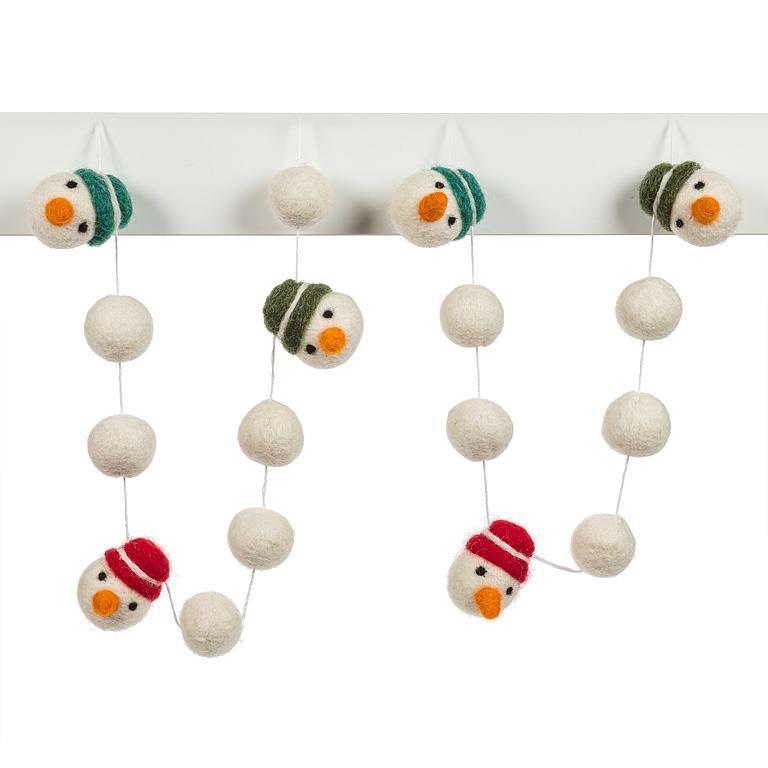 Snowman Head PomPom Garland