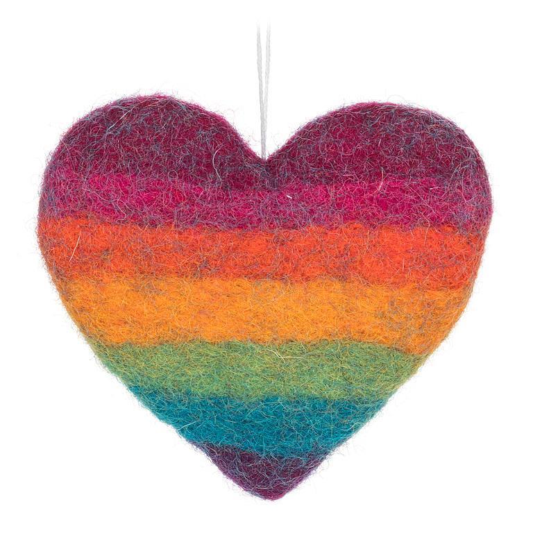 Rainbow Striped Heart Ornament