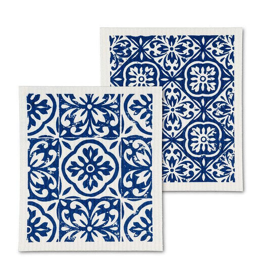 Blue Tile Dishcloths - Set of 2