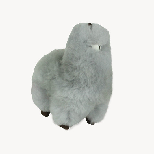 Alpaca Fur Standing Alpaca Stuffy - Grey