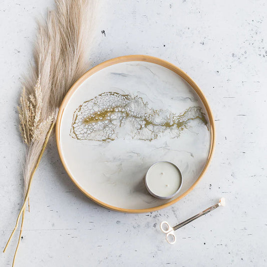 Bamboo Round Serving Eco Resin Tray