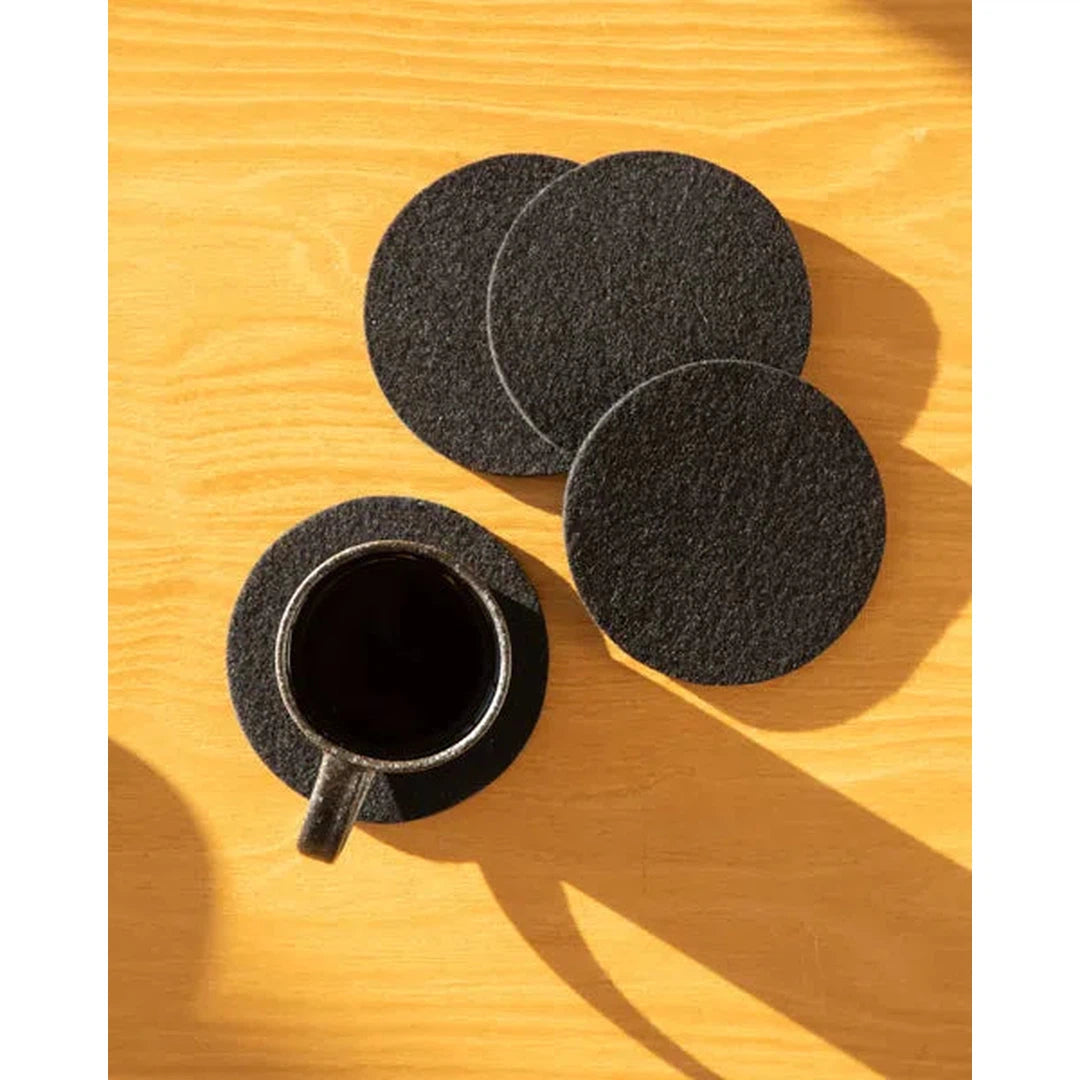 Bierfilzl Merino Wool Felt Round Coaster Solid 4 Pack