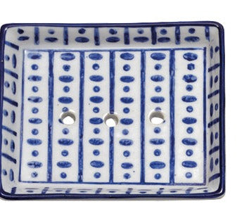 Blue Rectangle Soap Dish Assorted Patterns