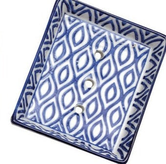 Blue Rectangle Soap Dish Assorted Patterns