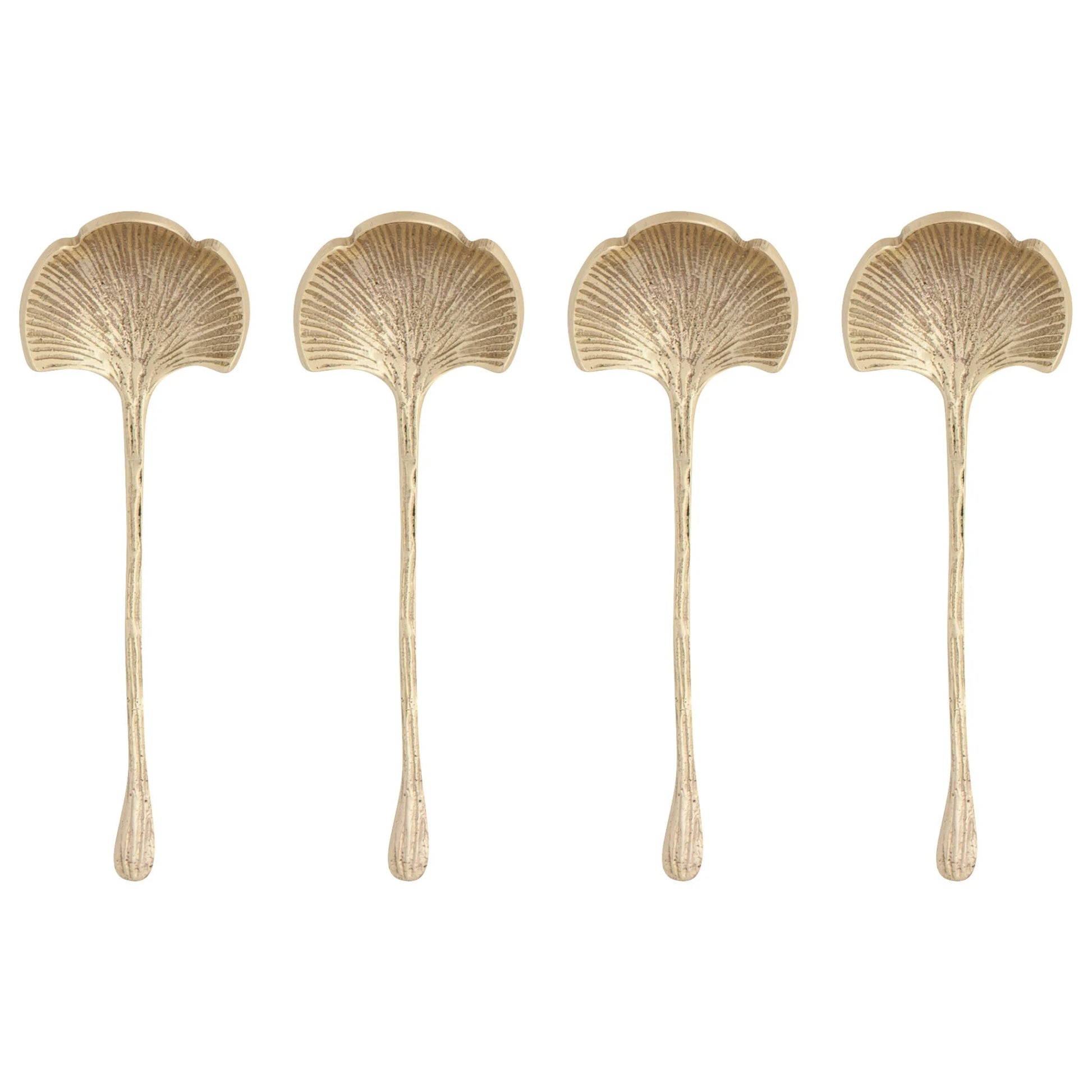 Brushed Brass Ginkgo Spoons Set of 4