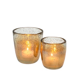 Bubble Glass Votive, Gold Luster