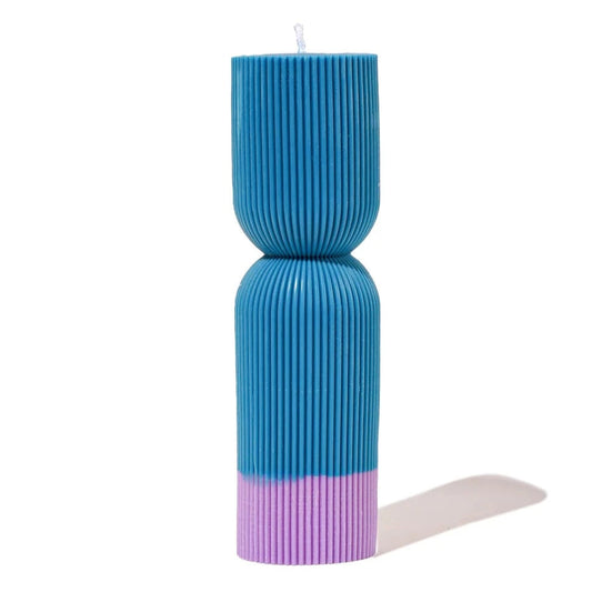 Colour Block Pillar Candle - Blue/Violet