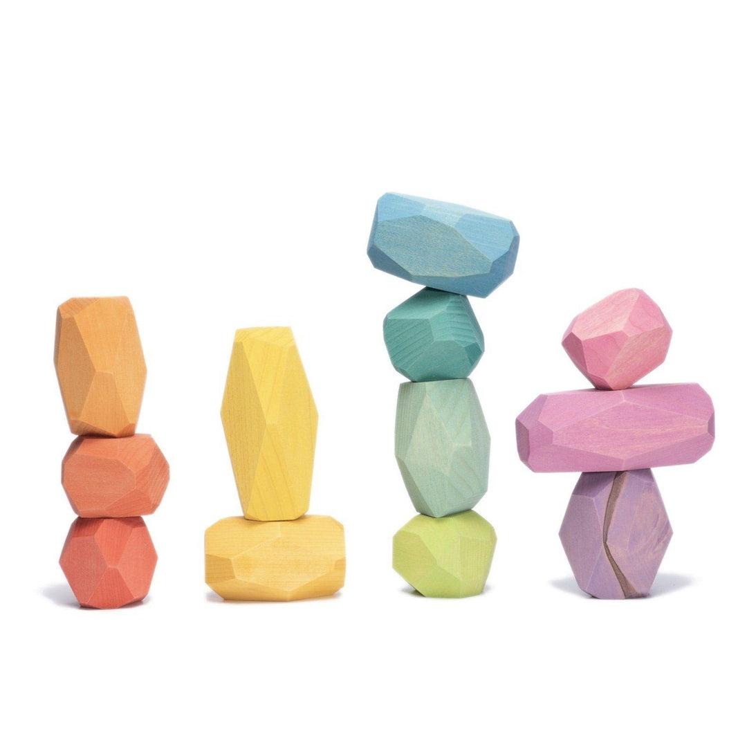 Coloured Wooden Stones (12pc) by OCAMORA