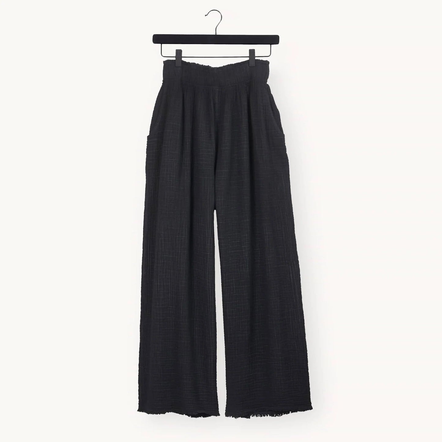 Crinkle Palazzo Pants - One Size in Black - by Pokoloko