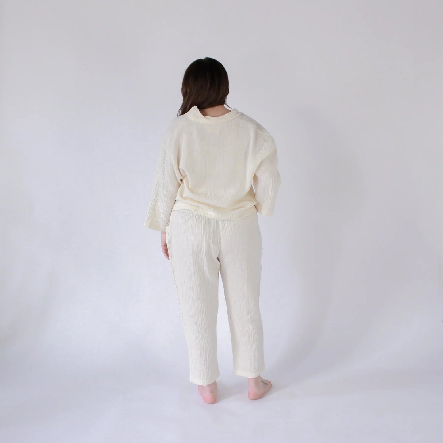 Crinkle Slouchy Pants - One Size in Cream - by Pokoloko