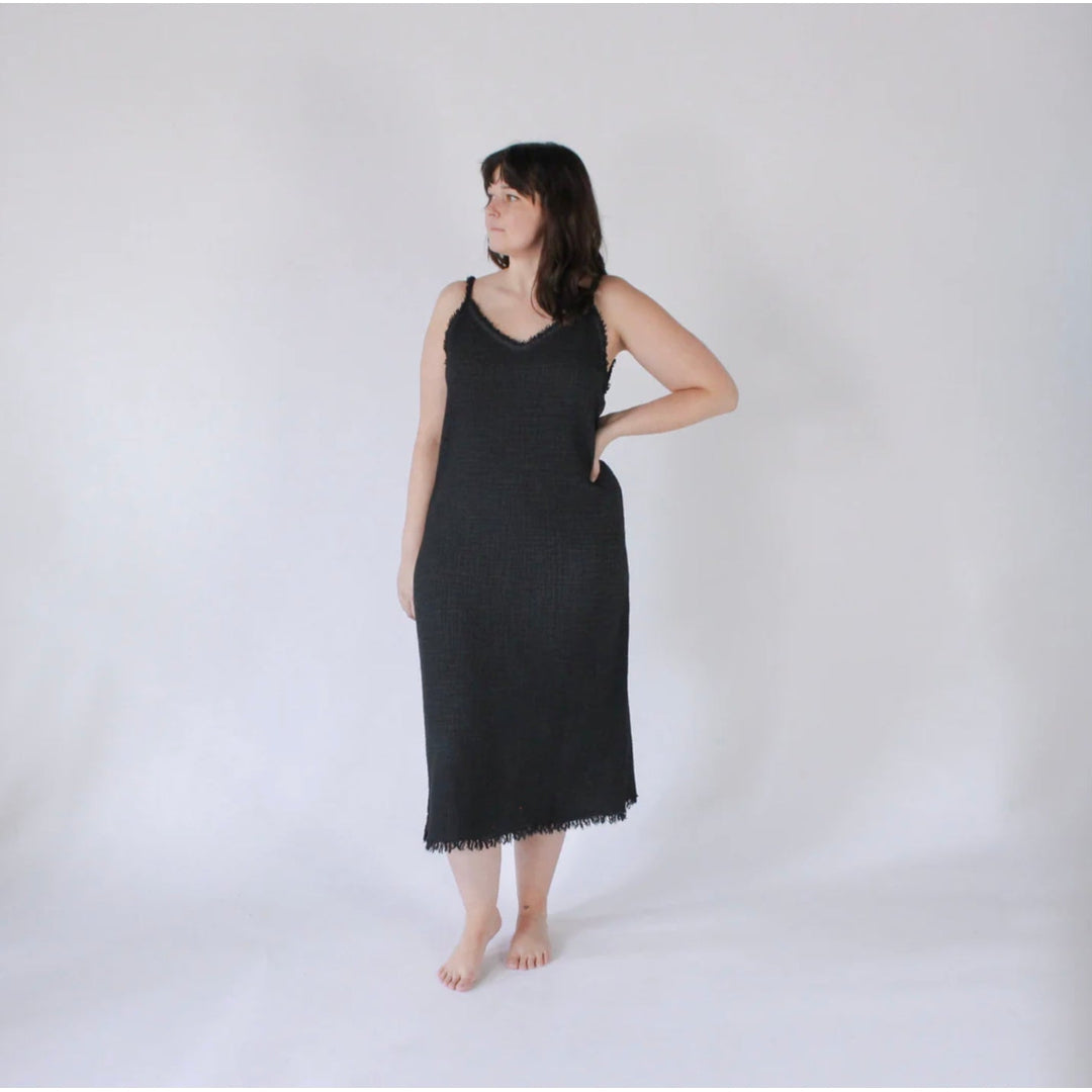 Crinkle Strappy Dress - One Size in Black - by Pokoloko