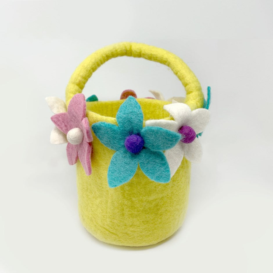 Felted Basket - Yellow Flowers