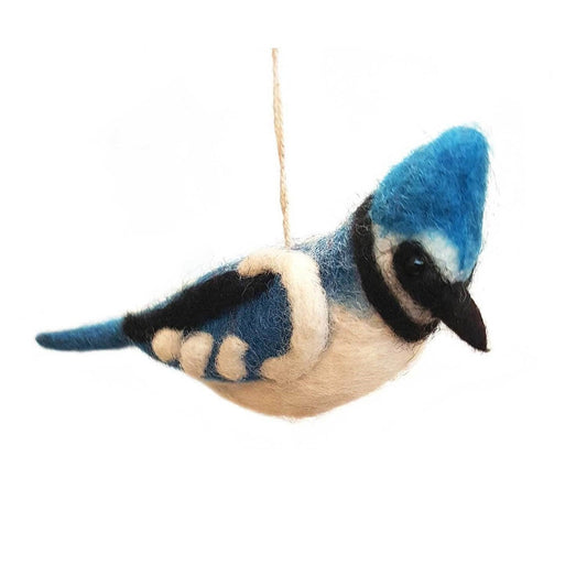 Felted Blue Jay Ornament