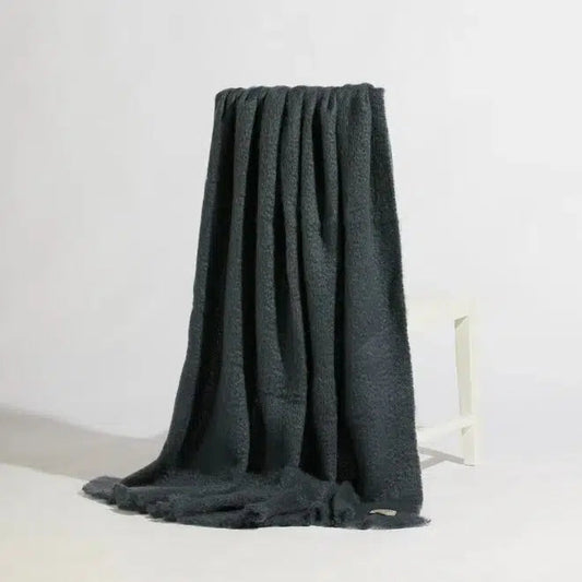 Foxford Dark Grey Mohair Throw