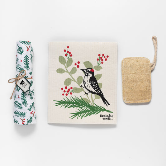 Holiday Clean Kitchen Gift Set / Forest Woodpecker