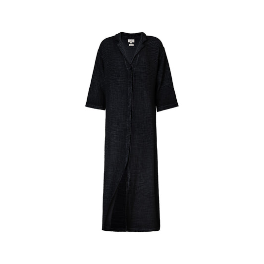 Crinkle Shirt Dress - One Size in Black