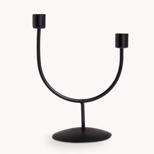 Iron Candle Holder - Asymmetrical - Black