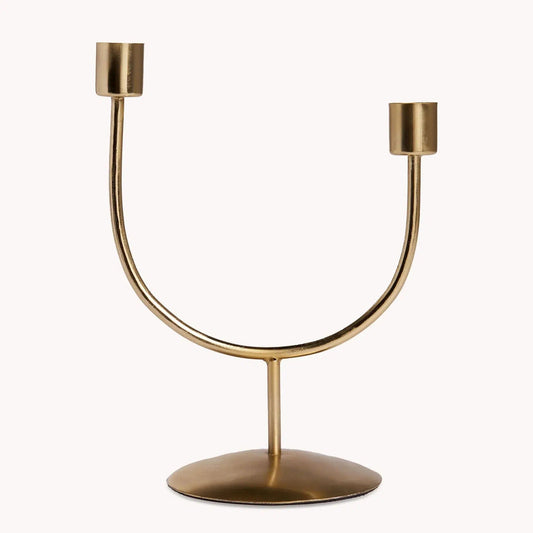 Iron Candle Holder - Asymmetrical - Gold