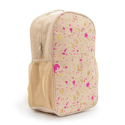 Kids Linen Backpack Fuchsia and Gold Splatter by SoYoung