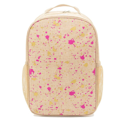 Kids Linen Backpack Fuchsia and Gold Splatter by SoYoung