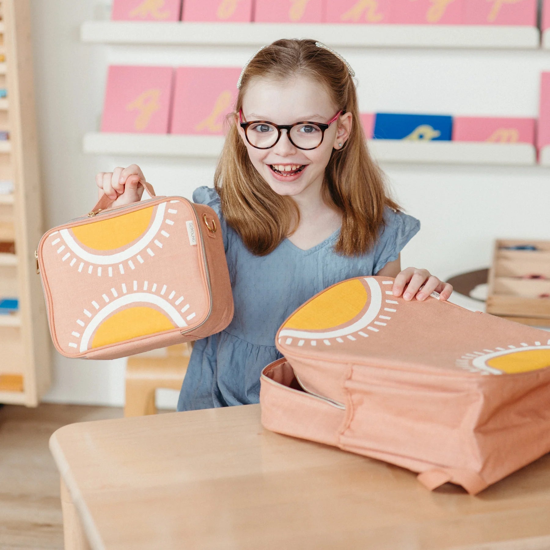 Kids Linen Backpack Sunrise Muted Clay by SoYoung