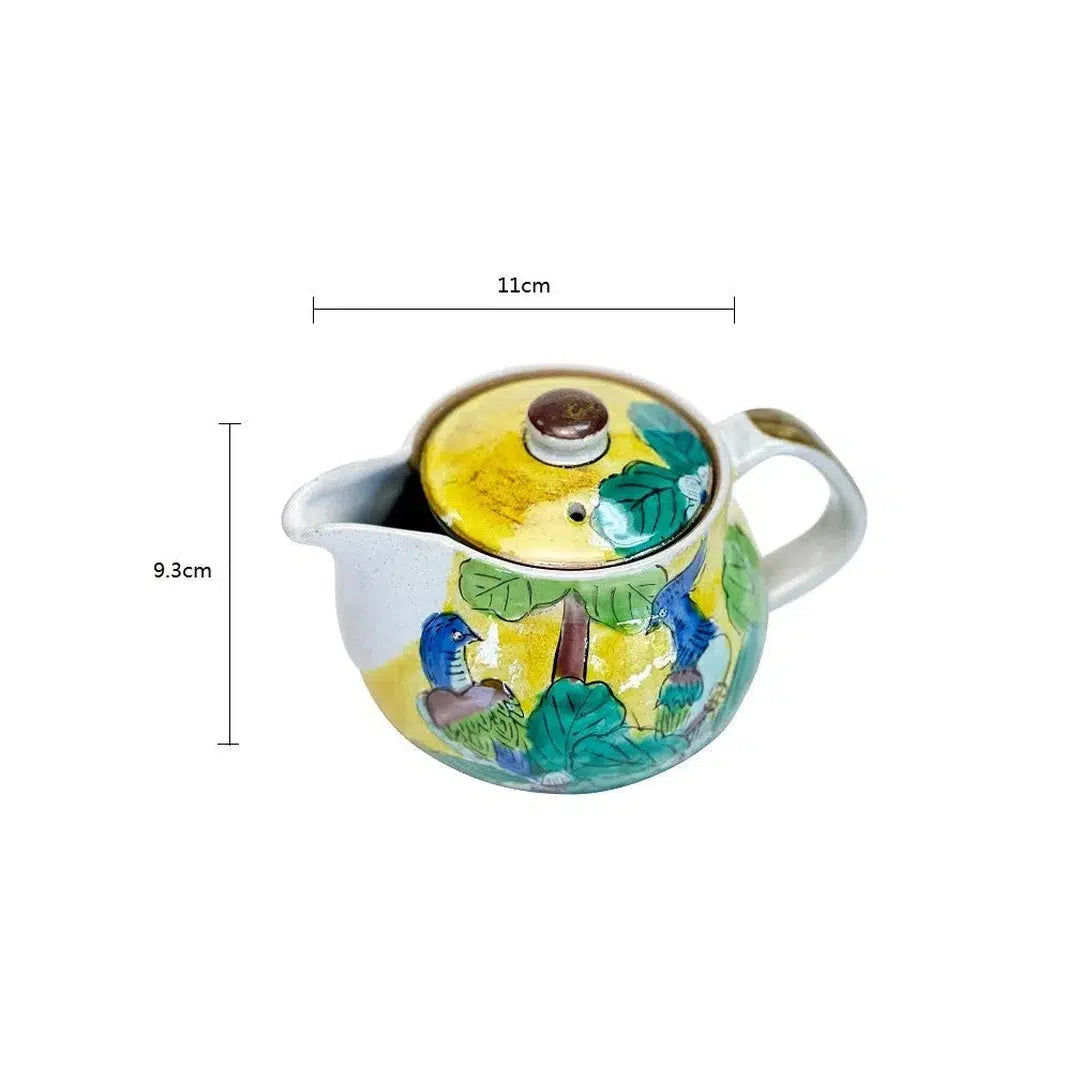 Kutani Ware Peacock Japanese Porcelain Teapot