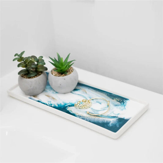 Large Ceramic Eco Resin Tray - Emerald Jewel