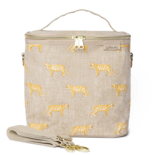 Linen Lunch Poche Bag - Golden Panthers - by SoYoung