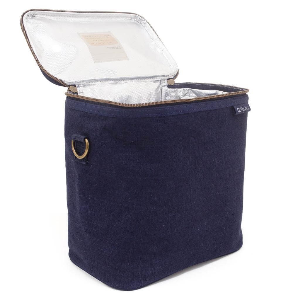 Linen Lunch Poche Bag - Navy Blue - by SoYoung