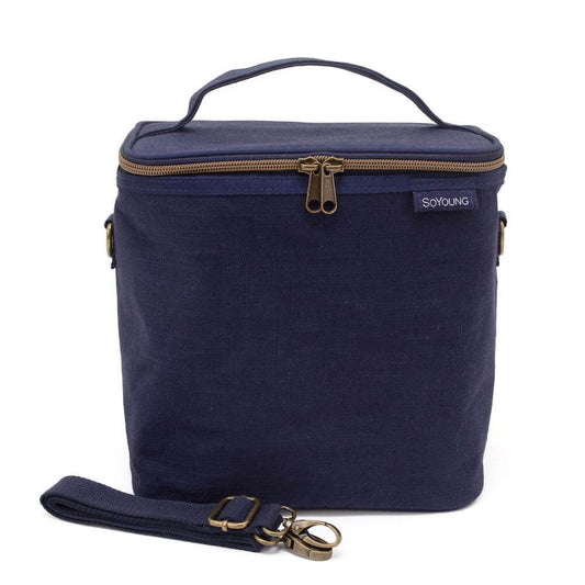 Linen Lunch Poche Bag - Navy Blue - by SoYoung