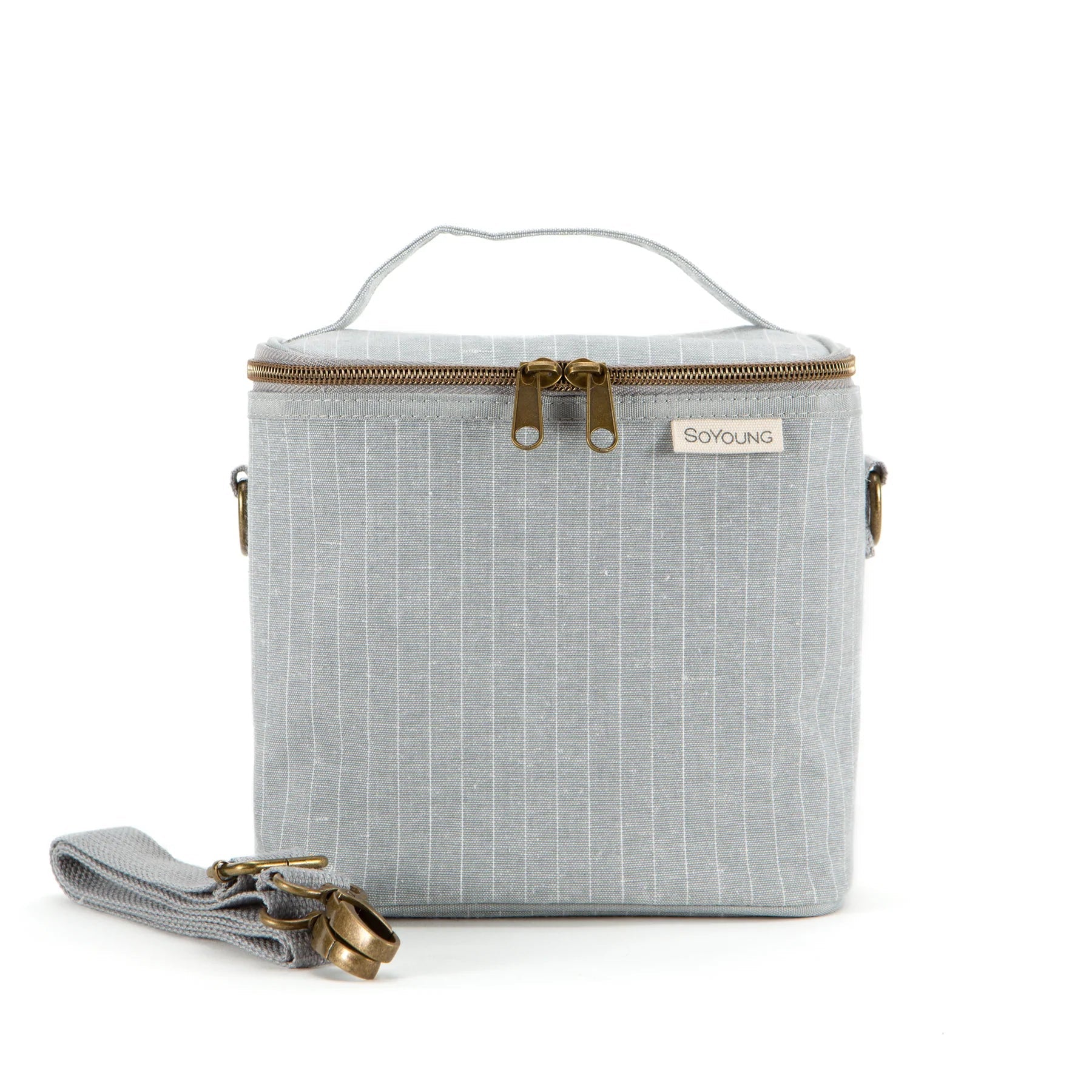 Linen Lunch Poche Bag - Pinstripe Heather Grey by SoYoung