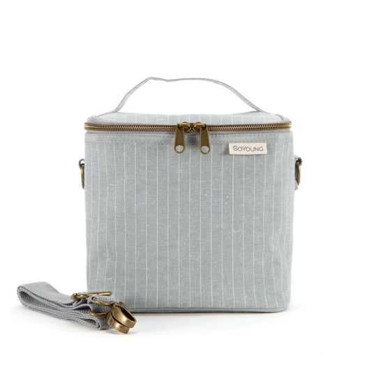 Linen Lunch Poche Bag - Pinstripe Heather Grey by SoYoung