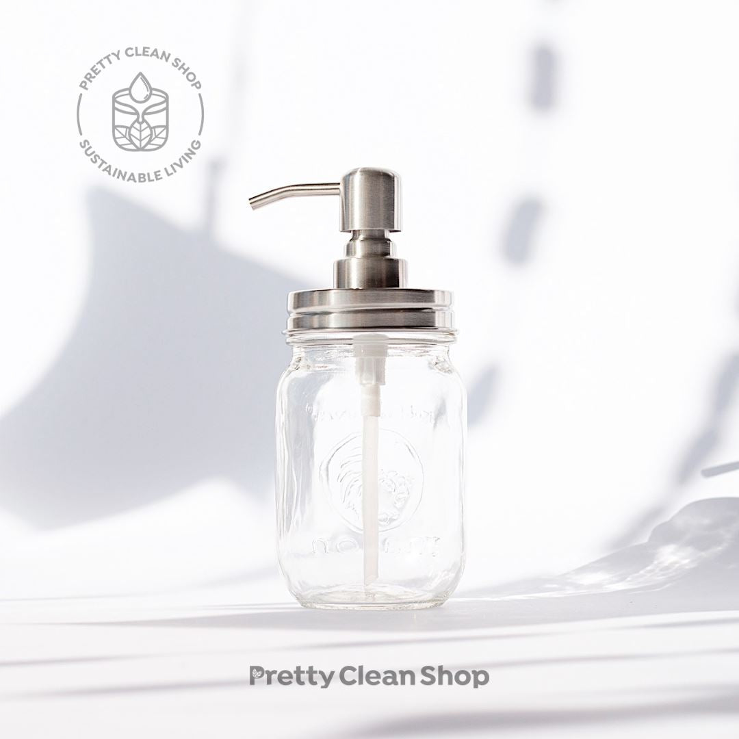 Mason Jar Pump Dispenser for Soap/Lotion MATTE STEEL