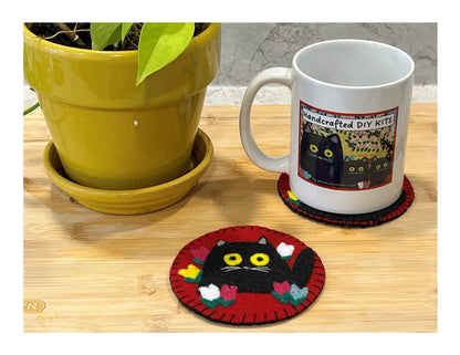 Maud Lewis Inspired Three Black Cats Sewing Kit - Coasters