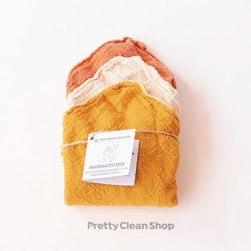 Multi-Purpose Cleaning Cloths - Natural + Mustard + Brick - by Redecker