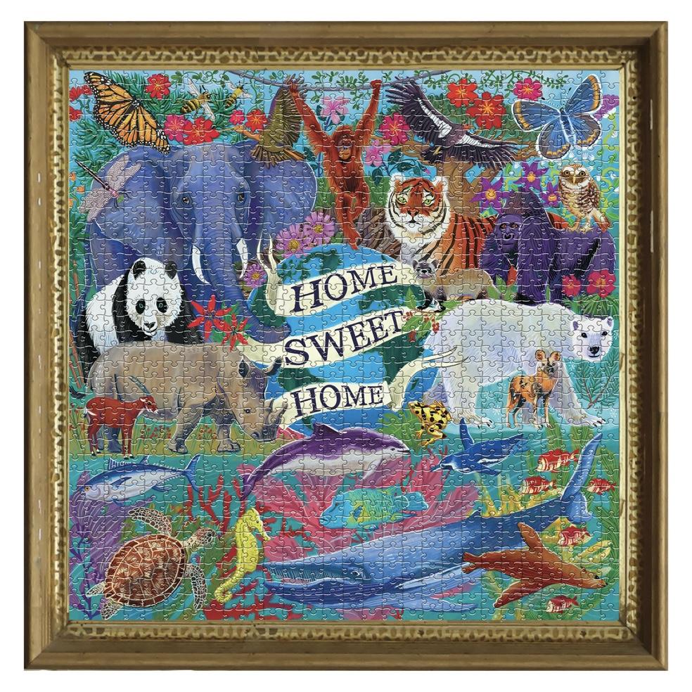 Planet Earth Home Sweet Home 1000 Piece Square Puzzle by eeBoo Games Eeboo Prettycleanshop