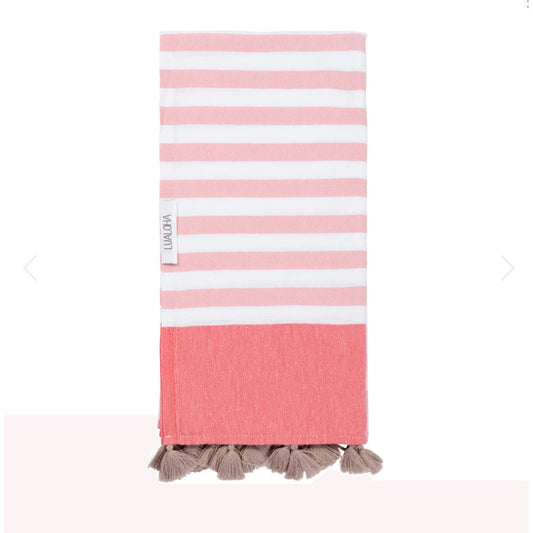 Pom-Pom Turkish Towel - Peach, Coral, Sand - by Lualoha