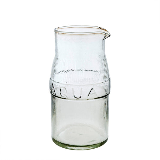 Pressed Glass Pitcher - Aqua