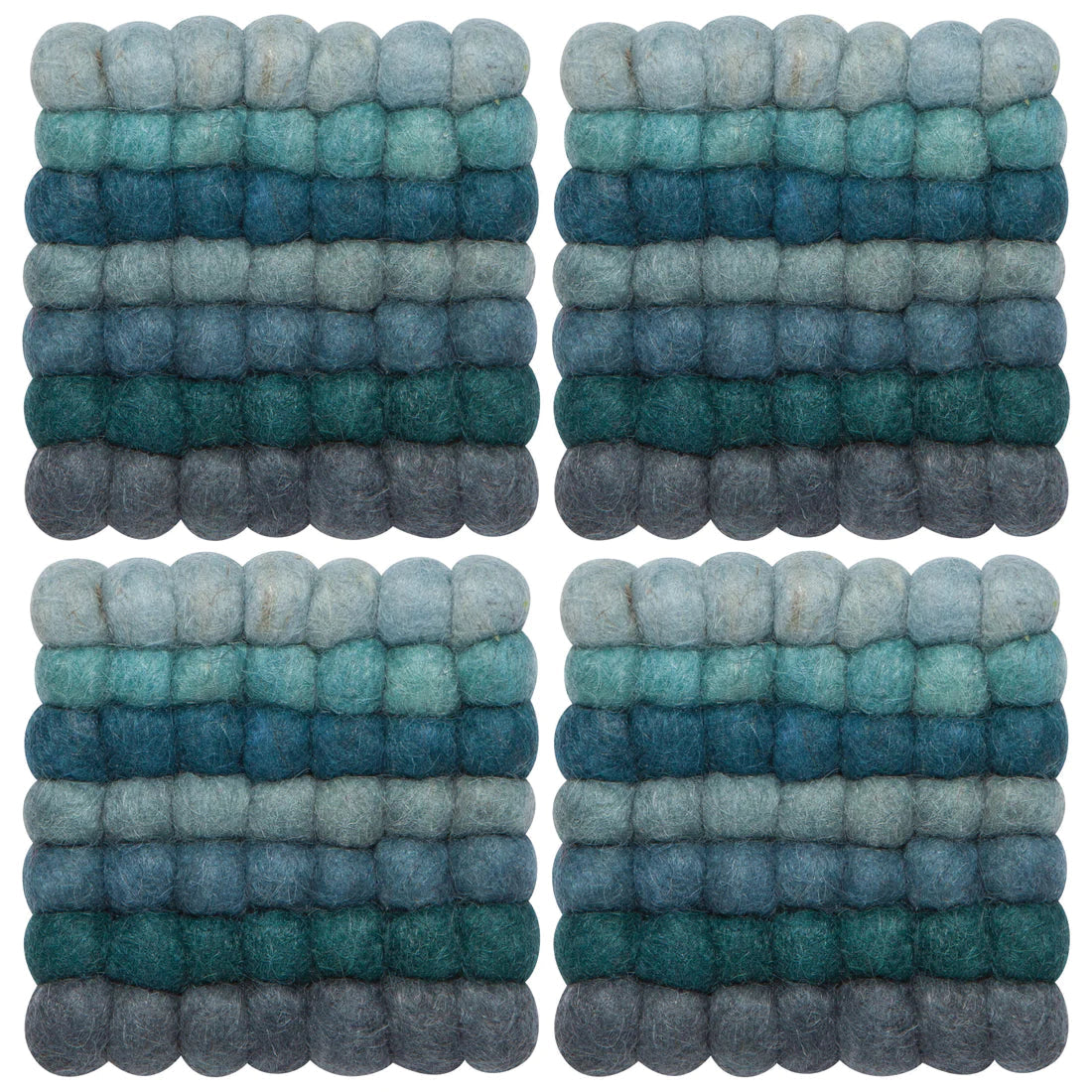 Recycled Felt Wool Coasters - Lagoon Ombre Dot Set of 4