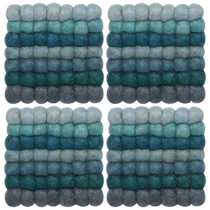 Recycled Felt Wool Coasters - Lagoon Ombre Dot Set of 4