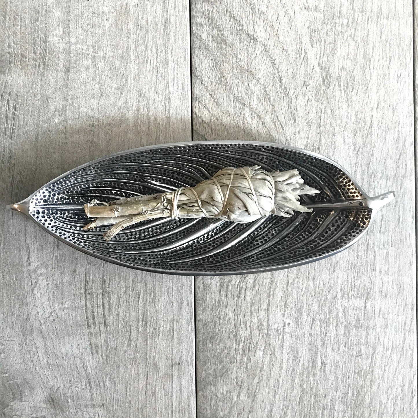 Recycled Metal Leaf Incense Holder