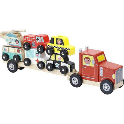 Stacking Truck & Trailer Vehicles Wooden Game by Ingela P. Arrhenius for VILAC Kids Vilac Prettycleanshop