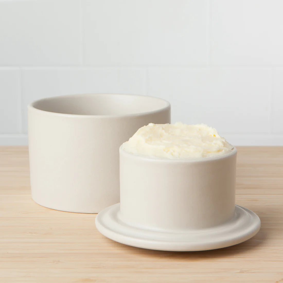 Stoneware Butter Crock - Matte Natural