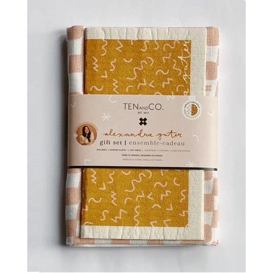 Swedish Sponge Cloth and Tea Towel Gift Set - Alexandra Gater x Ten & Co