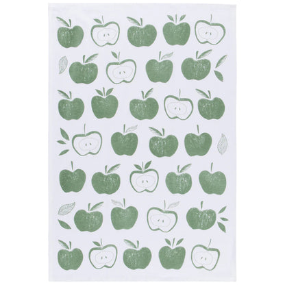 Tea Towels Floursack 100% Cotton - Set of 2 Apples Print Elm Green