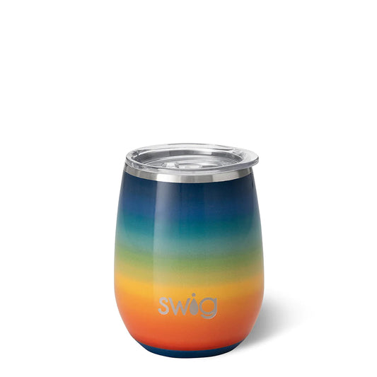 Travel Wine Cup (14oz) - Retro Rainbow - Swig Life