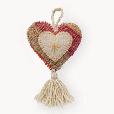 Vintage Hand Embroidered Ornament - Heart