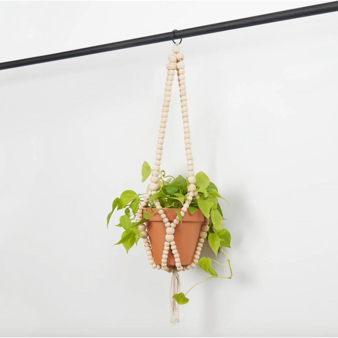 Wooden Beaded Hanging Pot Holder
