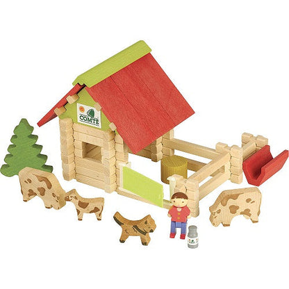 Wooden Farm Construction Set - 70 pcs - by Jeujura