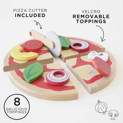 Wooden Pizza & Toppings with Slice Cutter